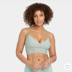 Lace longline bralette Auden target green small